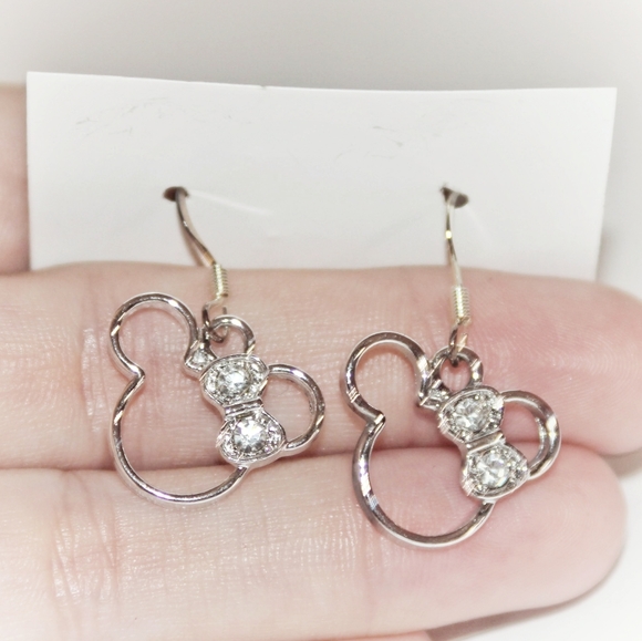 Disney Hollow Minnie Mouse crystal bow earrings - Picture 2 of 7